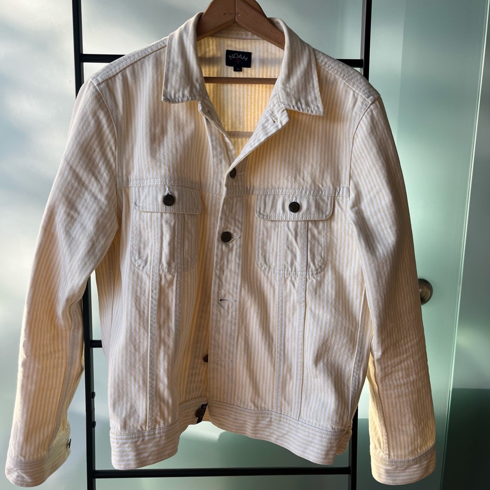 Noah Denim Jacket Yellow Stripped Size Medium